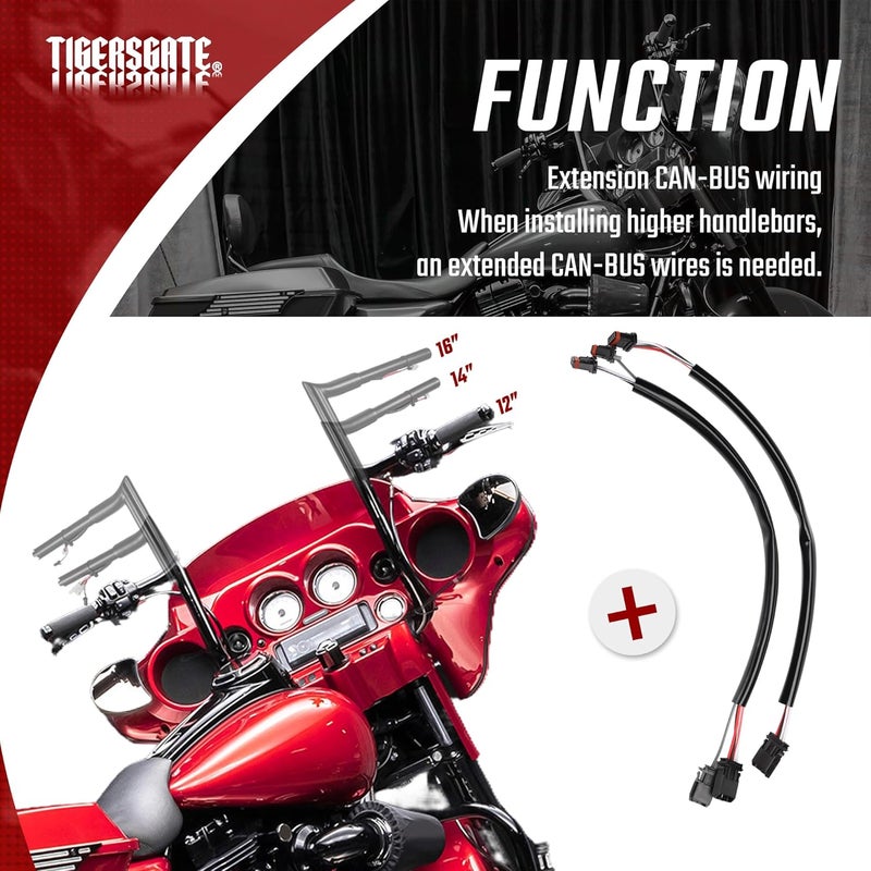 TIGERSGATE 16 INCH Handlebar Wiring Wire Extension Harness（CAN Bus） for Harley Softails Dynas Touring Sportsters - Image 5